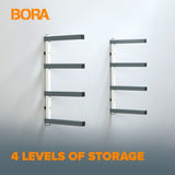 4-Level Lumber Storage Rack – White and Gray - Bora