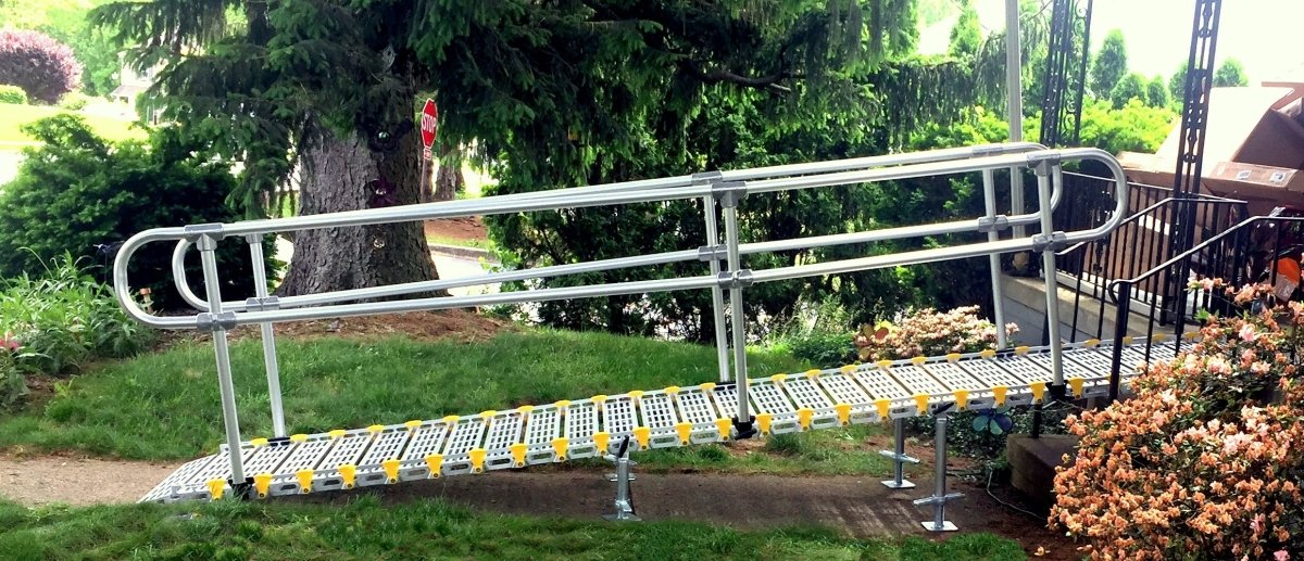 48" Wide Modular Ramp System with Loop End Handrails - Roll - A - Ramp