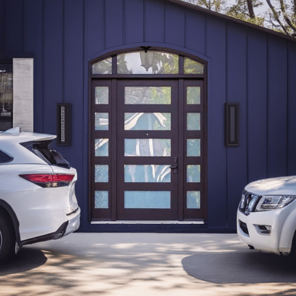 Atlas Contemporary Iron Door with Sidelights - Custom Iron Door Pros