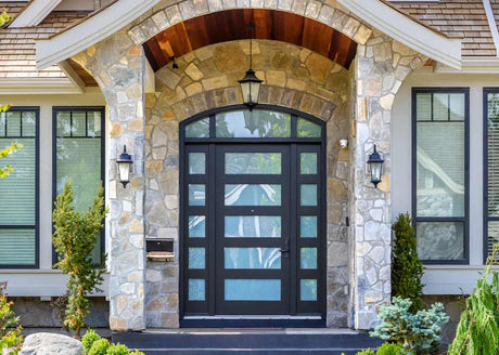 Atlas Contemporary Iron Door with Sidelights - Custom Iron Door Pros