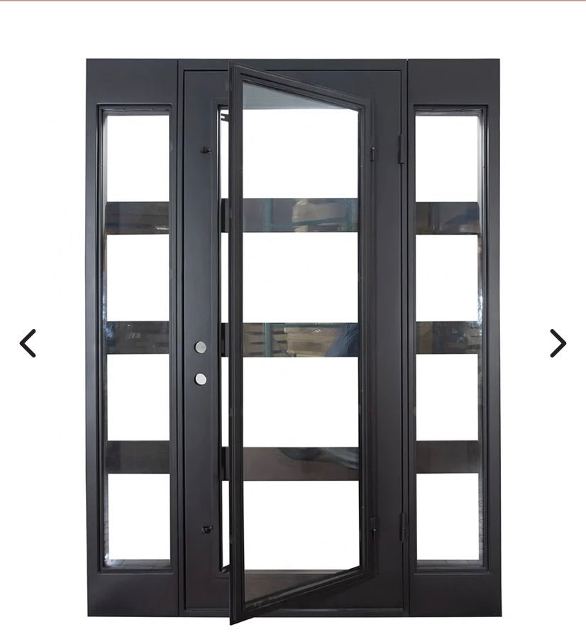 Atlas II Single hinged door with Sidelights - Custom Iron Door Pros