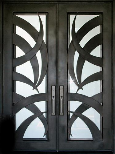 Palm Double Doors - Custom Iron Door Pros