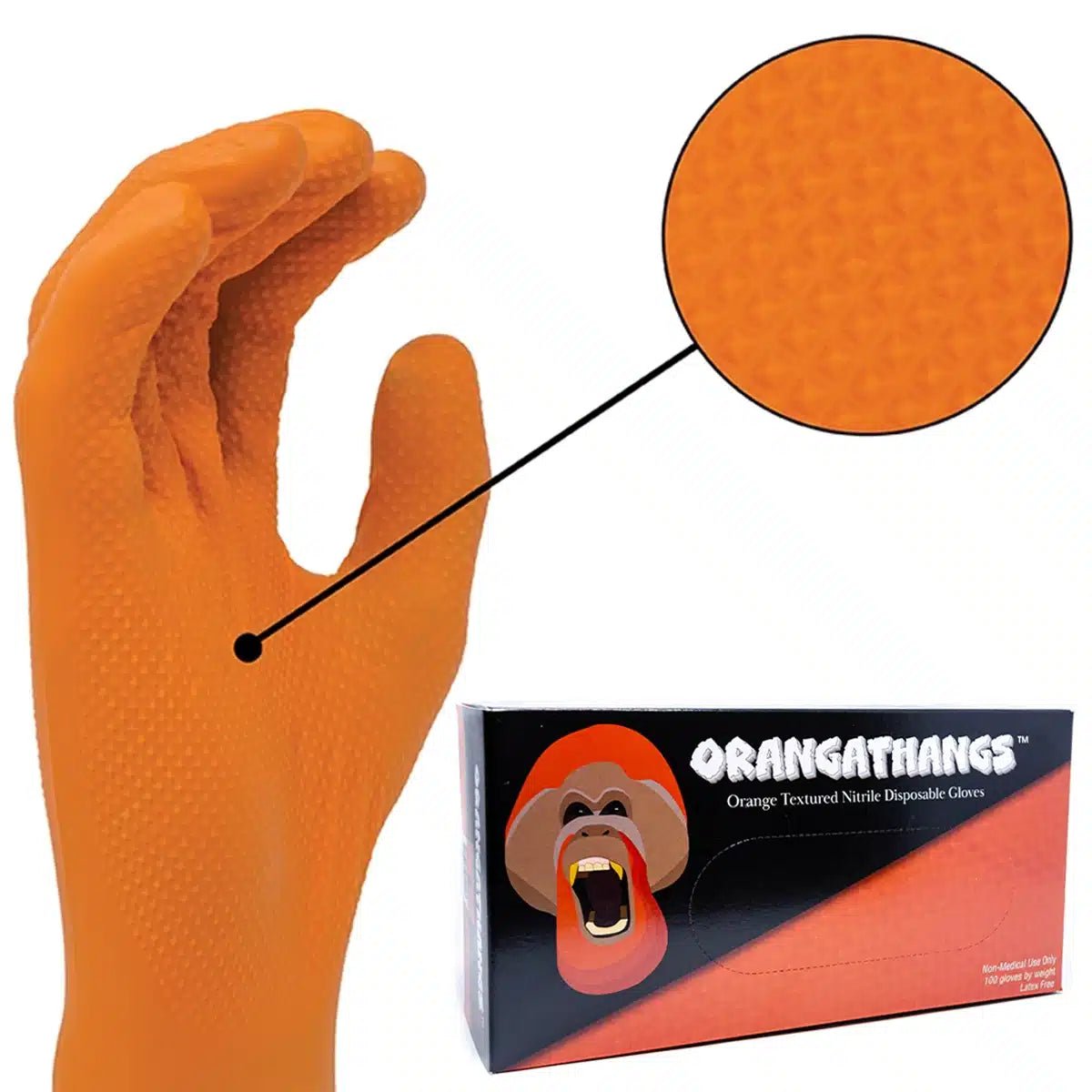 ShuBee Orangathangs Orange Nitrile Gloves D SB OTHANGS - XL