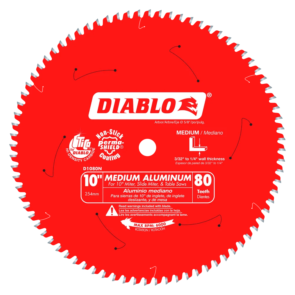 10 in. x 80 Tooth Medium Aluminum Saw Blade - 4 per Order - Diamond Tool Store