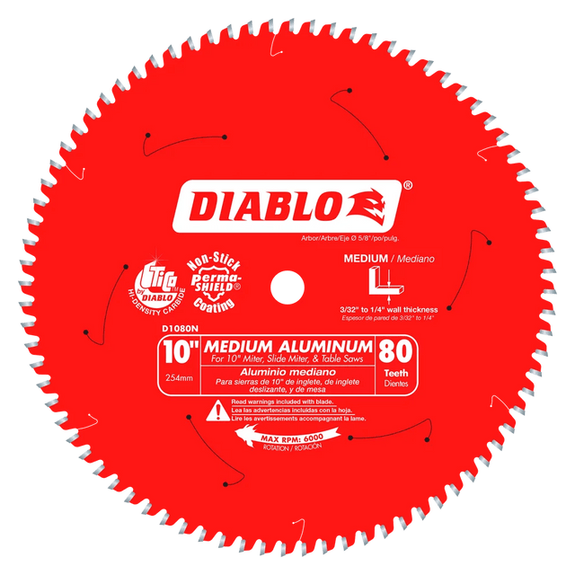 10 in. x 80 Tooth Medium Aluminum Saw Blade - 4 per Order - Diamond Tool Store