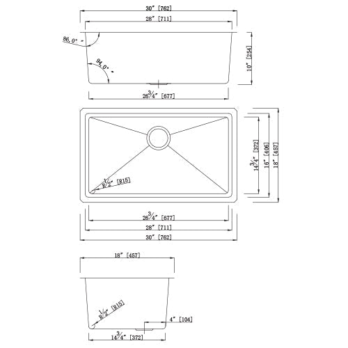 18g Micro Radius 30×18 Single Bowl Undermount Stainless Steel Kitchen Sink - Dakota Sinks