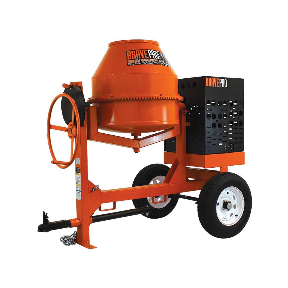 Brave Concrete Mixer | 9 Cu. Ft. Steel Drum | Honda GX270 - Brave