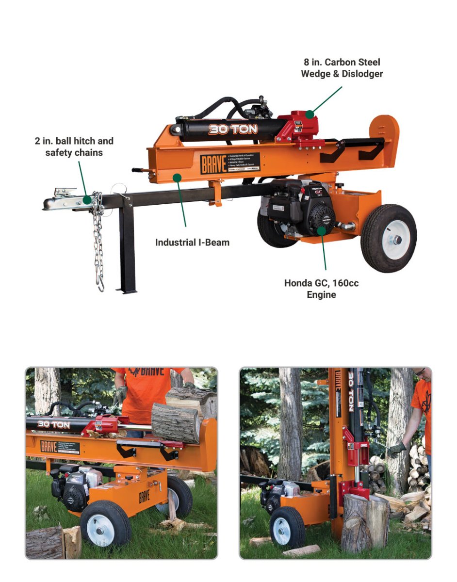 Brave Log Splitter | 30-Ton | Honda GC190 - Brave