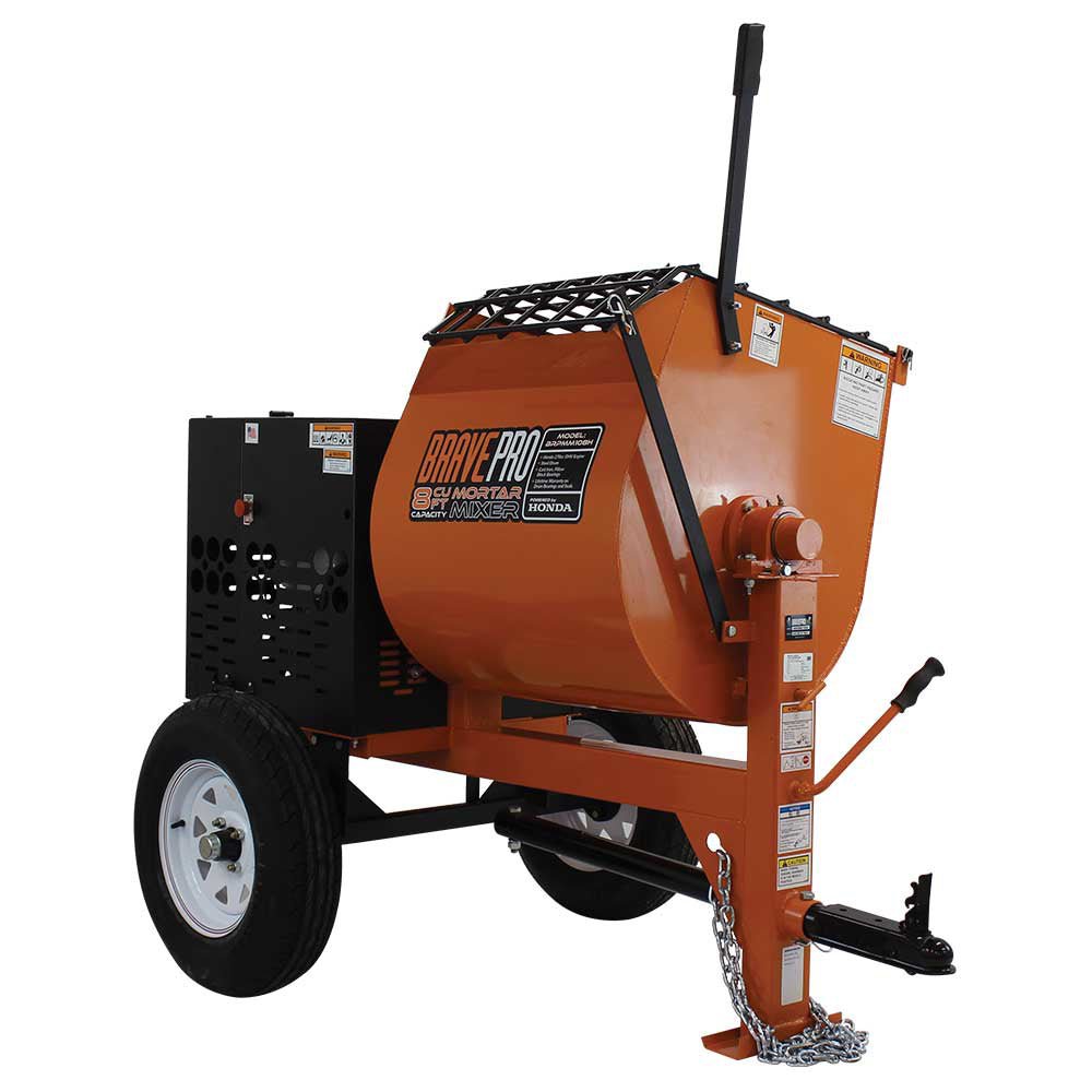 Brave Mortar Mixer | 8 Cu. Ft. Steel Drum | Honda GX240 - Brave