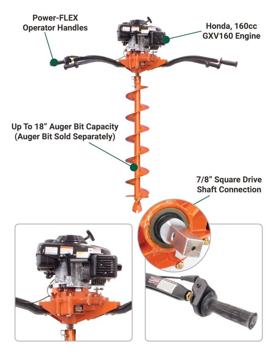 Brave Two-Man Auger | 7/8-In. Square | Honda GXV160 - Brave