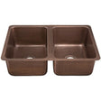 Dakota Sinks DSE-HC5050 Signature Elements Series 32 1/4 Inch 50/50 Handmade Copper Double Bowl Undermount Kitchen Sink - Hammered Copper - Dakota Sinks