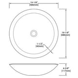 Dakota Sinks DSE-NSV01 Signature Elements Series 19 1/8 Inch Travertine Single Bowl Round Bathroom Vessel Sink - Polished Beige - Dakota Sinks