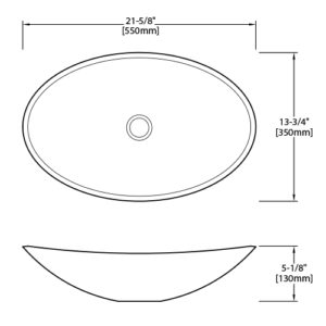 Dakota Sinks DSE-TGV01 Signature Elements Series 21 5/8 Inch Tempered Glass Single Bowl Oval Bathroom Vessel Sink - Dakota Sinks