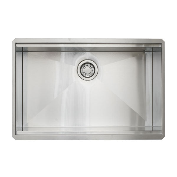 Dakota Sinks DSL-3020 Signature L-Series 30 x 20 Inch Flat Ledge Single Bowl Undermount Stainless Steel Kitchen Sink - Satin Brushed Nickel - Dakota Sinks