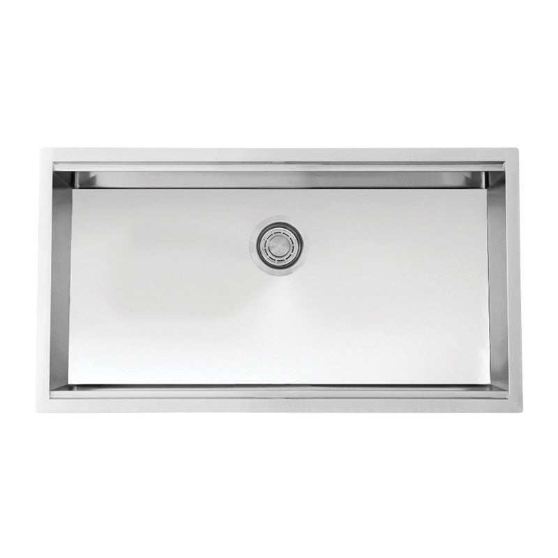 Dakota Sinks DSL-3320 Signature L-Series 33 x 20 Inch Flat Ledge Single Bowl Undermount Stainless Steel Kitchen Sink - Satin Brushed Nickel - Dakota Sinks