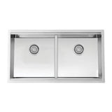 Dakota Sinks DSL-5050LD Signature L-Series 32 Inch 50/50 Flat Ledge Double Bowl Undermount Stainless Steel Kitchen Sink - Satin Brushed Nickel - Dakota Sinks