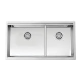 Dakota Sinks DSL-6040LD Signature L-Series 32 Inch 60/40 Flat Ledge Double Bowl Undermount Stainless Steel Kitchen Sink - Satin Brushed Nickel - Dakota Sinks