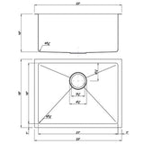 Dakota Sinks DSM-2318SV Signature M-Series 23 Inch Micro Radius Single Bowl Undermount Kitchen Sink with Bottom Grid, Silver - Dakota Sinks