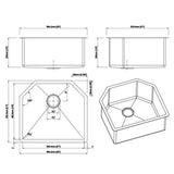 Dakota Sinks DSM-2321 Signature M-Series 23 Inch Micro Radius Single D-Bowl Undermount Kitchen Sink with Bottom Grid, Satin Brushed Nickel - Dakota Sinks