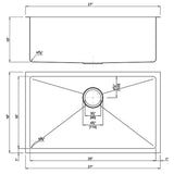 Dakota Sinks DSM-2718 Signature M-Series 27 Inch Micro Radius Single D-Bowl Undermount Kitchen Sink with Bottom Grid - Dakota Sinks