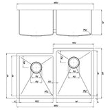 Dakota Sinks DSM-4060-1 Signature M-Series 30 3/4 Inch Micro Radius 40/60 Offset Double Bowl Undermount Kitchen Sink with Bottom Grid - Dakota Sinks