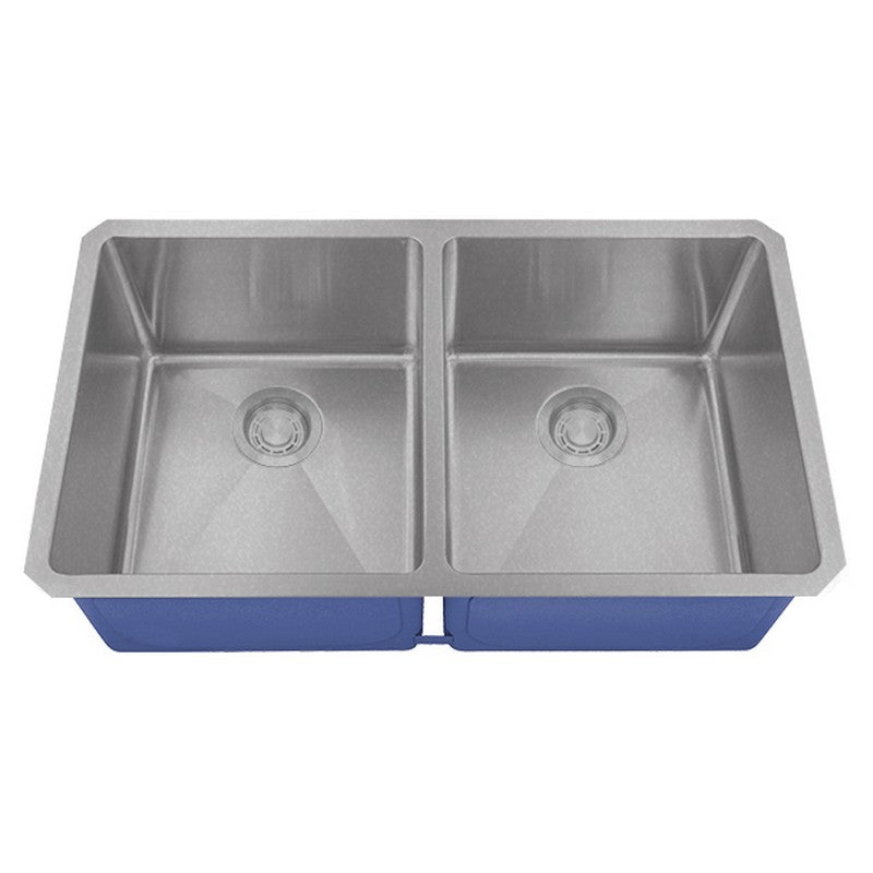 Dakota Sinks DSM-5050 Signature M-Series 32 Inch Micro Radius 50/50 Double Bowl Undermount Kitchen Sink with Bottom Grid - Dakota Sinks