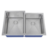 Dakota Sinks DSM-6040-1 Signature M-Series 30 3/4 Inch Micro Radius 60/40 Offset Double Bowl Undermount Kitchen Sink with Bottom Grid - Dakota Sinks