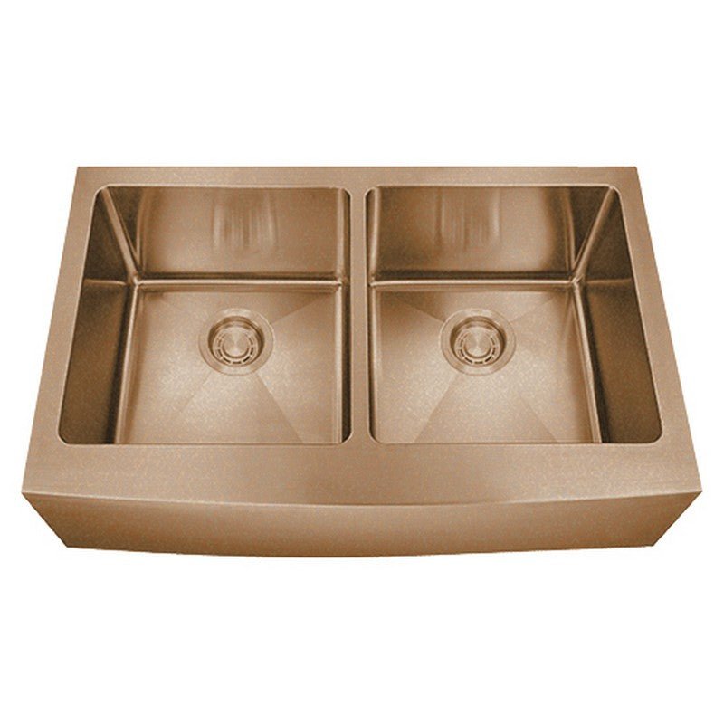 Dakota Sinks DSM-A5050 Signature M-Series 33 Inch Micro Radius Double Bowl Apron Front Kitchen Sink with Bottom Grid - Dakota Sinks