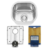 Dakota Sinks DSR-1513 Signature R-Series 14 1/2 Inch Standard Radius Single Bowl Undermount Stainless Steel Bar Sink with Bottom Grid - Dakota Sinks