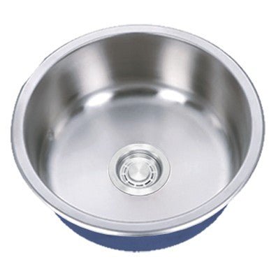 Dakota Sinks DSR-167R Signature R-Series 17 1/8 Inch Standard Radius Single Bowl Undermount Stainless Steel Round Bar Sink with Bottom Grid - Dakota Sinks