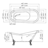 Dakota Sinks DST-CFOUC00BK Signature 66 1/8 x 31 1/8 Inch Free Standing Clawfoot Acrylic Bathtub with Chrome Feet - Dakota Sinks