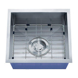 Dakota Sinks DSZ-1616 Signature Z-Series 16 Inch Zero Radius Single Bowl Undermount Stainless Steel Bar Sink with Bottom Grid - Dakota Sinks