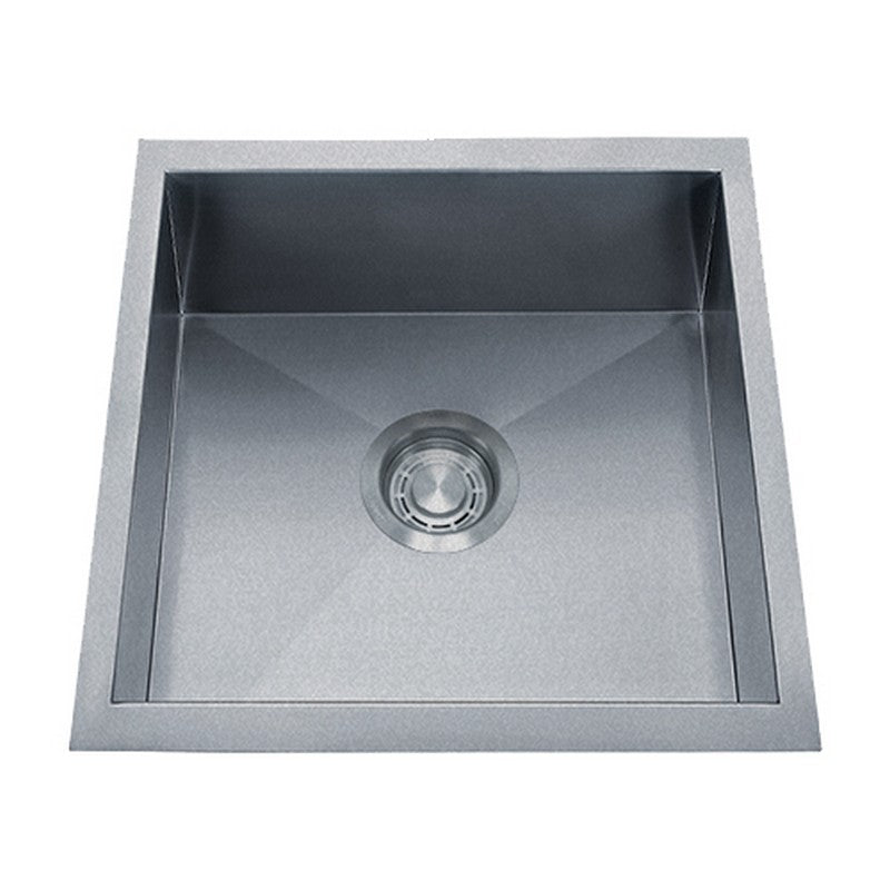 Dakota Sinks DSZ-1616 Signature Z-Series 16 Inch Zero Radius Single Bowl Undermount Stainless Steel Bar Sink with Bottom Grid - Dakota Sinks