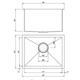 Dakota Sinks DSZ-1915 Signature Z-Series 19 Inch Zero Radius Single Bowl Undermount Stainless Steel Bar Sink with Bottom Grid - Dakota Sinks