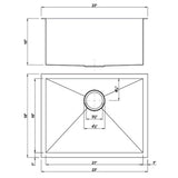 Dakota Sinks DSZ-2318 Signature Z-Series 23 Inch Zero Radius Single Bowl Undermount Stainless Steel Kitchen Sink with Bottom Grid - Dakota Sinks