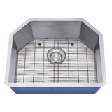 Dakota Sinks DSZ-2321 Signature Z-Series 23 Inch Zero Radius Single D-Bowl Undermount Stainless Steel Kitchen Sink with Bottom Grid - Dakota Sinks