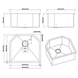 Dakota Sinks DSZ-2321 Signature Z-Series 23 Inch Zero Radius Single D-Bowl Undermount Stainless Steel Kitchen Sink with Bottom Grid - Dakota Sinks