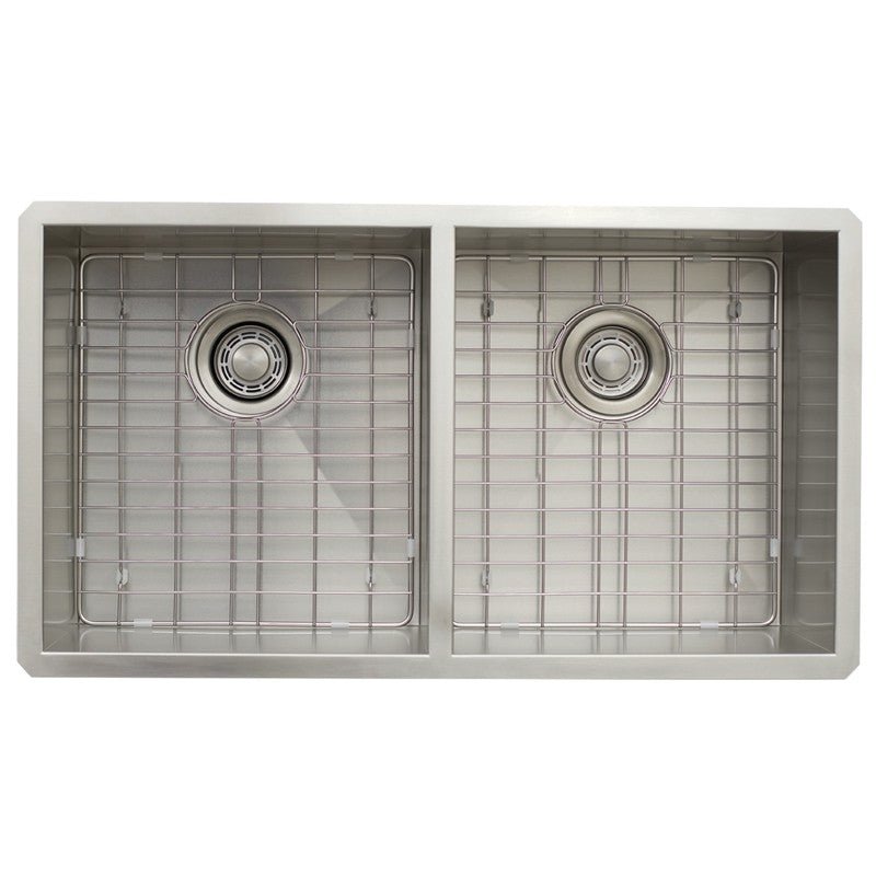 Dakota Sinks DSZ-5050 Signature Z-Series 32 Inch Zero Radius 50/50 Double Bowl Undermount Stainless Steel Kitchen Sink with Bottom Grid - Dakota Sinks