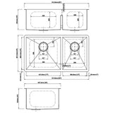 Dakota Sinks DSZ-6040LD Signature Z-Series 32 Inch Zero Radius 50/50 Low Divide Double Bowl Undermount Stainless Steel Kitchen Sink with Bottom Grid - Dakota Sinks