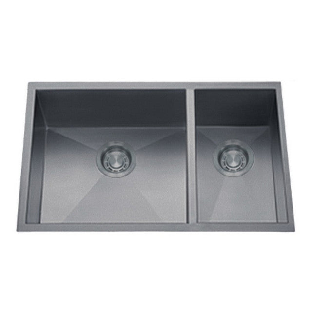 Dakota Sinks DSZ-7030 Signature Z-Series 32 Inch Zero Radius 70/30 Double Bowl Undermount Stainless Steel Kitchen Sink with Bottom Grid - Dakota Sinks