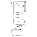 Dakota Sinks GSE-QC1618-BE Builders Elements Series 16 1/2 Inch Quartz Composite Single Bowl Undermount Bar Sink - Dakota Sinks