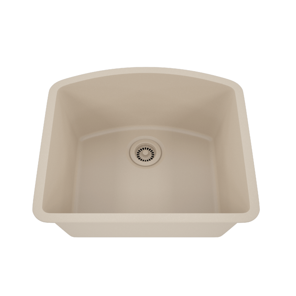 Dakota Sinks GSE-QC2321-BE Builders Elements Series 23 Inch Quartz Composite Single D-Bowl Undermount Kitchen Sink - Dakota Sinks