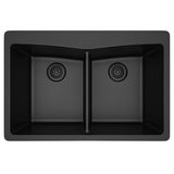 Dakota Sinks GSE-QC5050-W Builders Elements Series 33 Inch Quartz Composite 50/50 Low Divide Double Bowl Undermount Kitchen Sink - Dakota Sinks