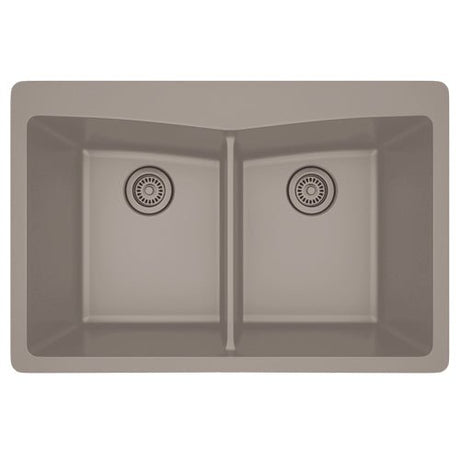 Dakota Sinks GSE-QC5050-W Builders Elements Series 33 Inch Quartz Composite 50/50 Low Divide Double Bowl Undermount Kitchen Sink - Dakota Sinks