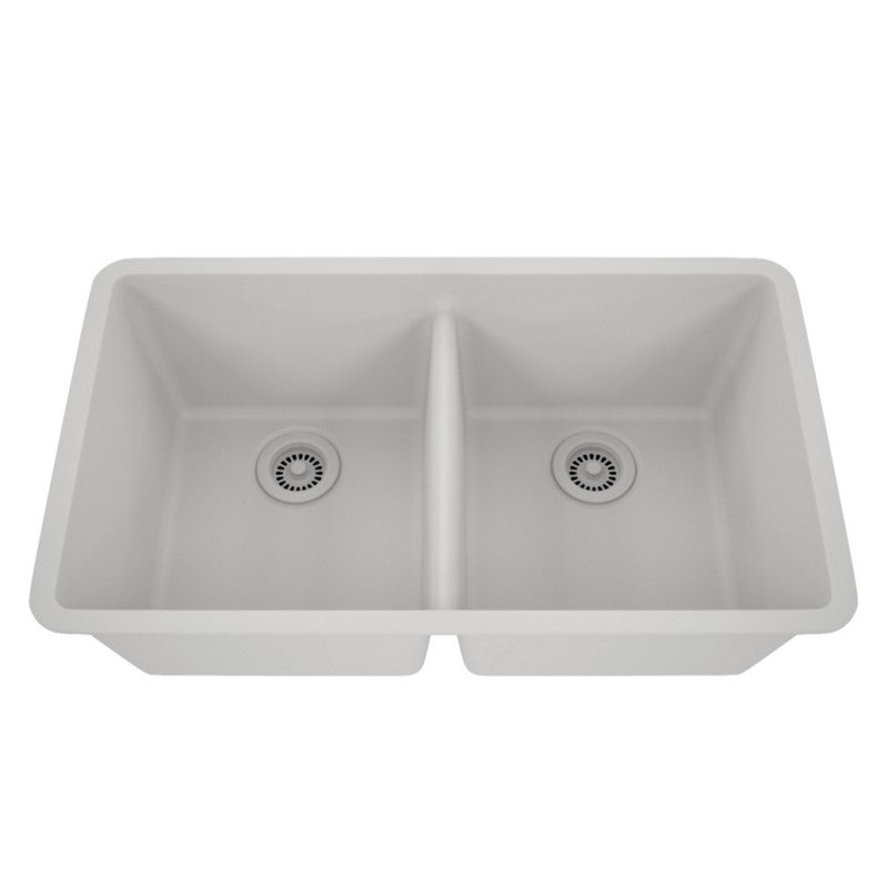 Dakota Sinks GSE-QC5050LD-BE Builders Elements Series 32 Inch Quartz Composite 50/50 Low Divide Double Bowl Undermount Kitchen Sink - Dakota Sinks