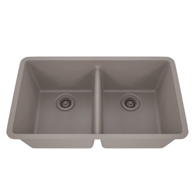 32 Inch Quartz 50/50 Low Divide Double Bowl Undermount Kitchen Sink ...