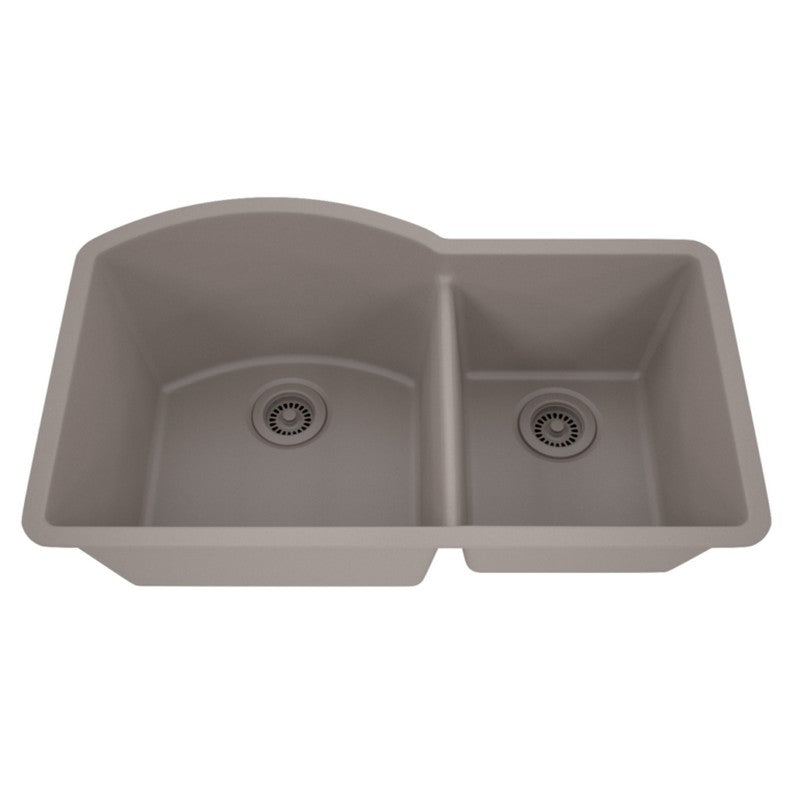 Dakota Sinks GSE-QC7030LD-BE Builders Elements Series 32 Inch Quartz Composite 70/30 Low Divide Double Bowl Undermount Kitchen Sink - Dakota Sinks