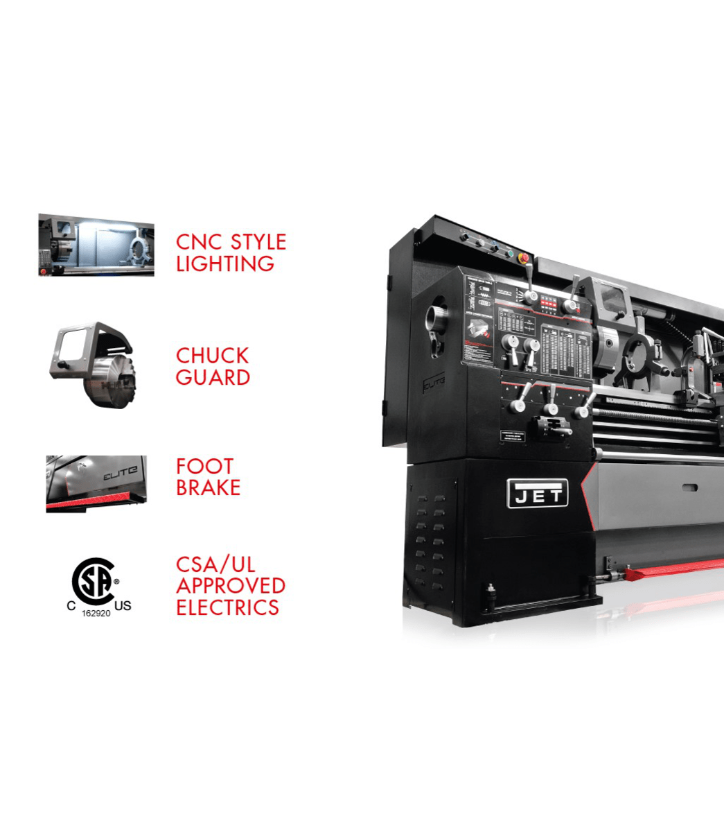 E-1340VS With ACU-RITE 303 DRO With Taper Attachment and Collet Closer - Jet