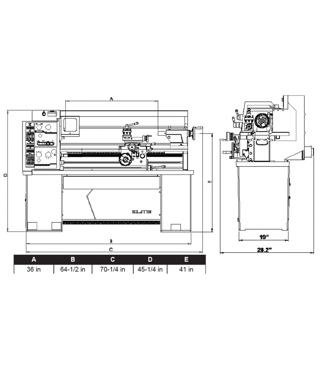 Elite 13" x 40" EVS Lathe With ACU-RITE 303 DRO With Taper Attachment | E-1340VS - Jet