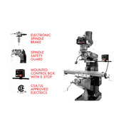 EVS-949 Mill with 2-Axis ACU-RITE 203 DRO and Servo X, Y, Z-Axis Powerfeeds - Jet